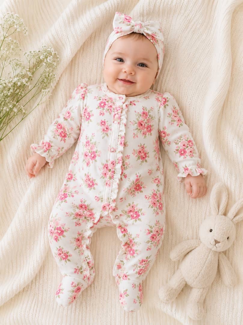 تن‌خور سرهمی گل‌گلی نوزادی دخترانه Little Me